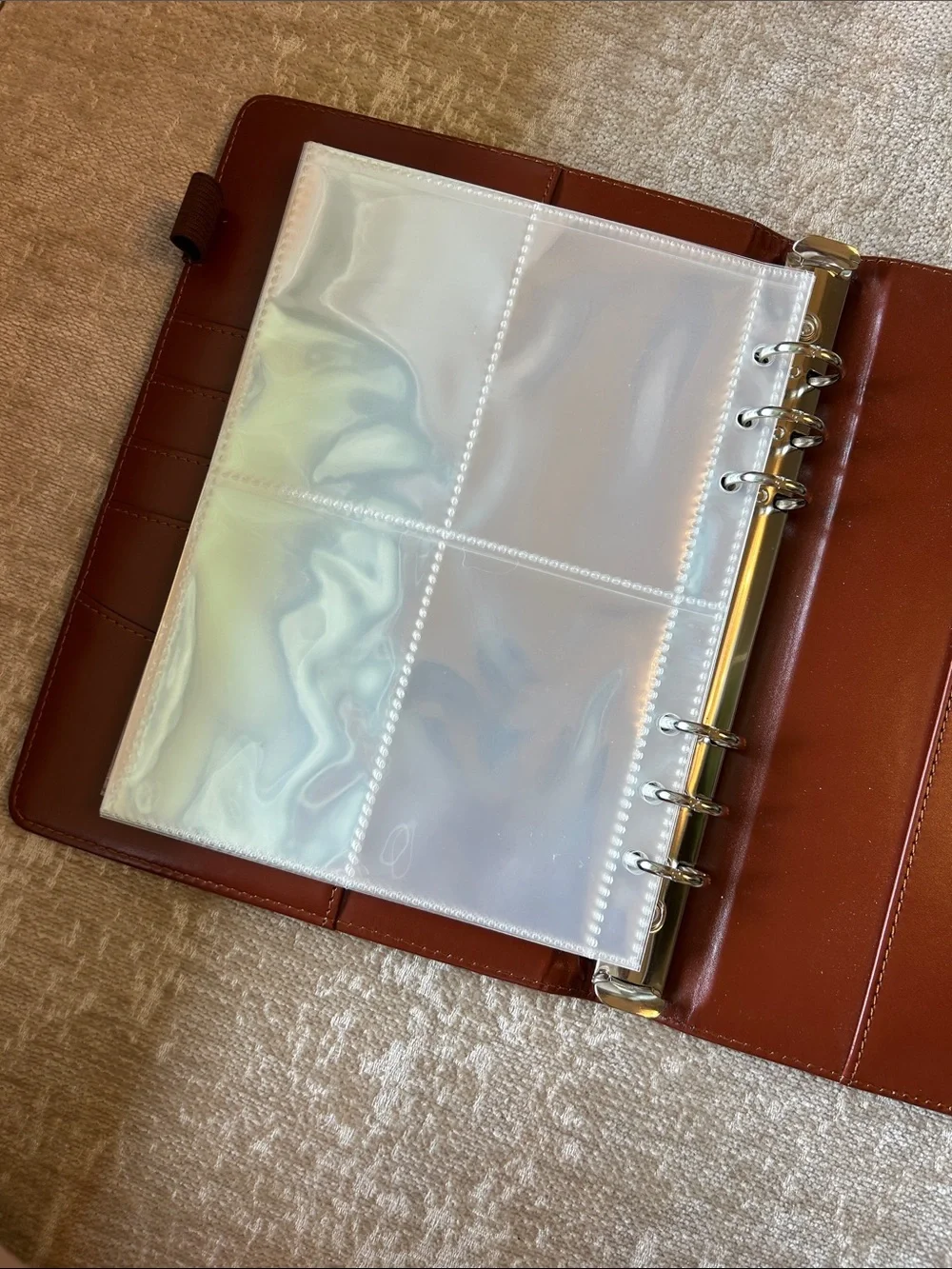 Leather Ring Binder Organizer in Cognac